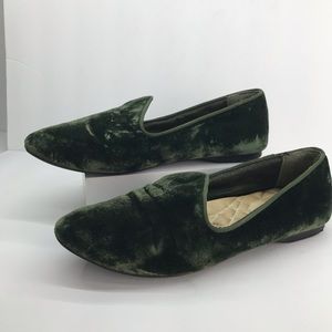 Birdies Women's The Heron Green Plush Velvet Loafers Flats Shoes